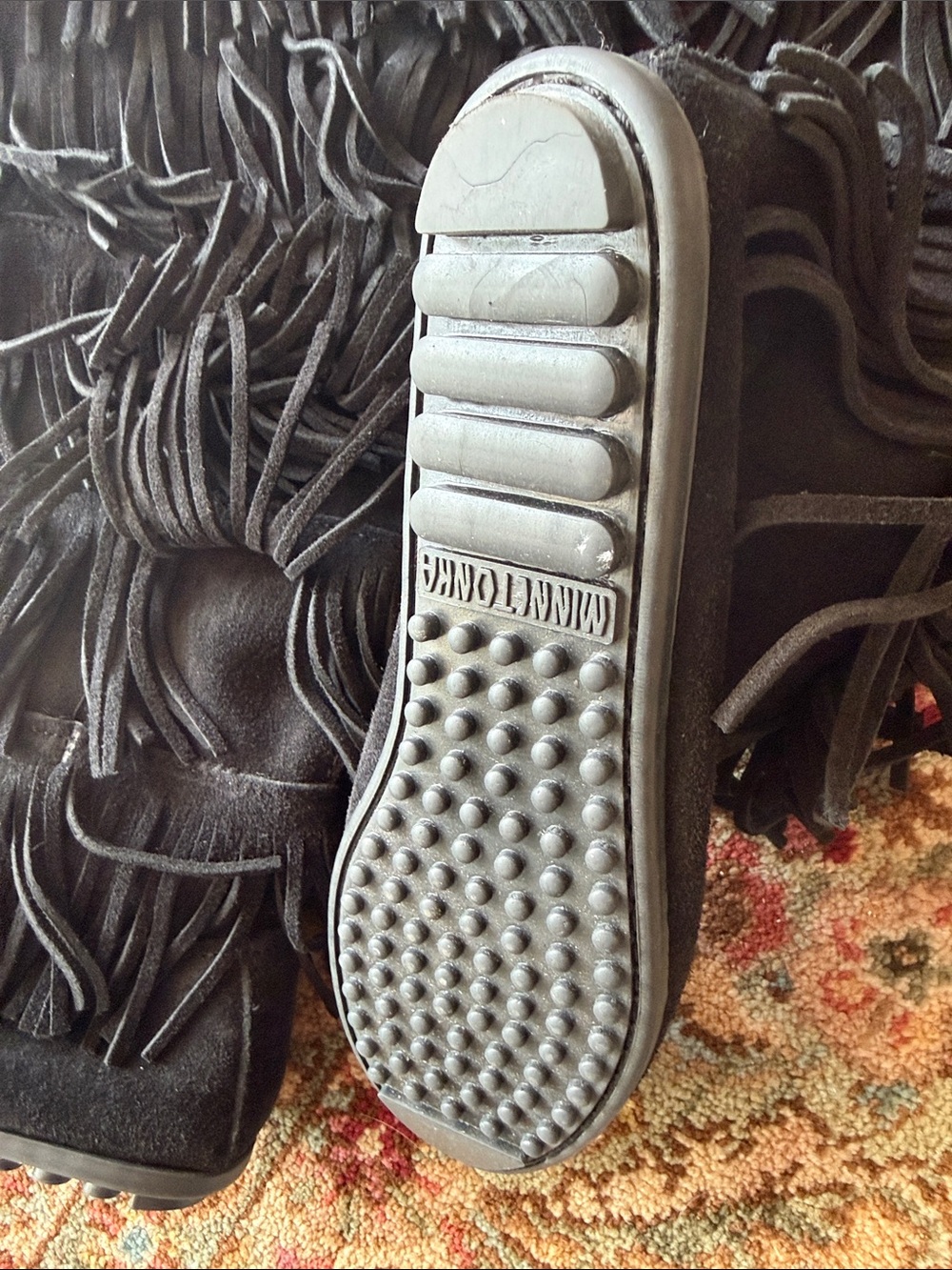 Minnetonka Black Suede Over-the-Knee Fringe Boots - Picture 2 of 6